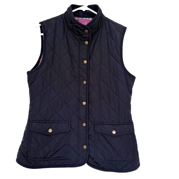 The Savile Row Co Quilted Gilet Vest Navy Plaid Lining Size M Equestrian Preppy - Picture 11 of 11